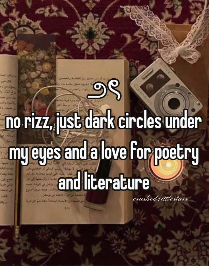 Poetcore open book words no riz just dark circles under eyes love