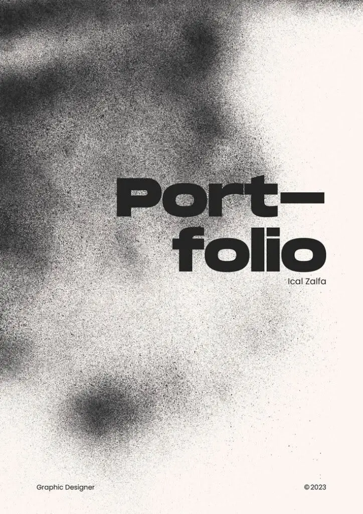 Design portfolio black white photo words port folio graphic ical