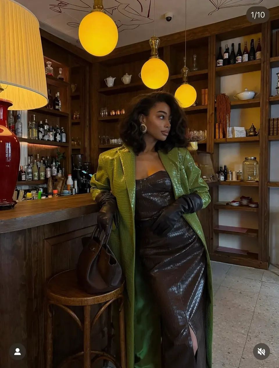 Green Coat Leather Dress