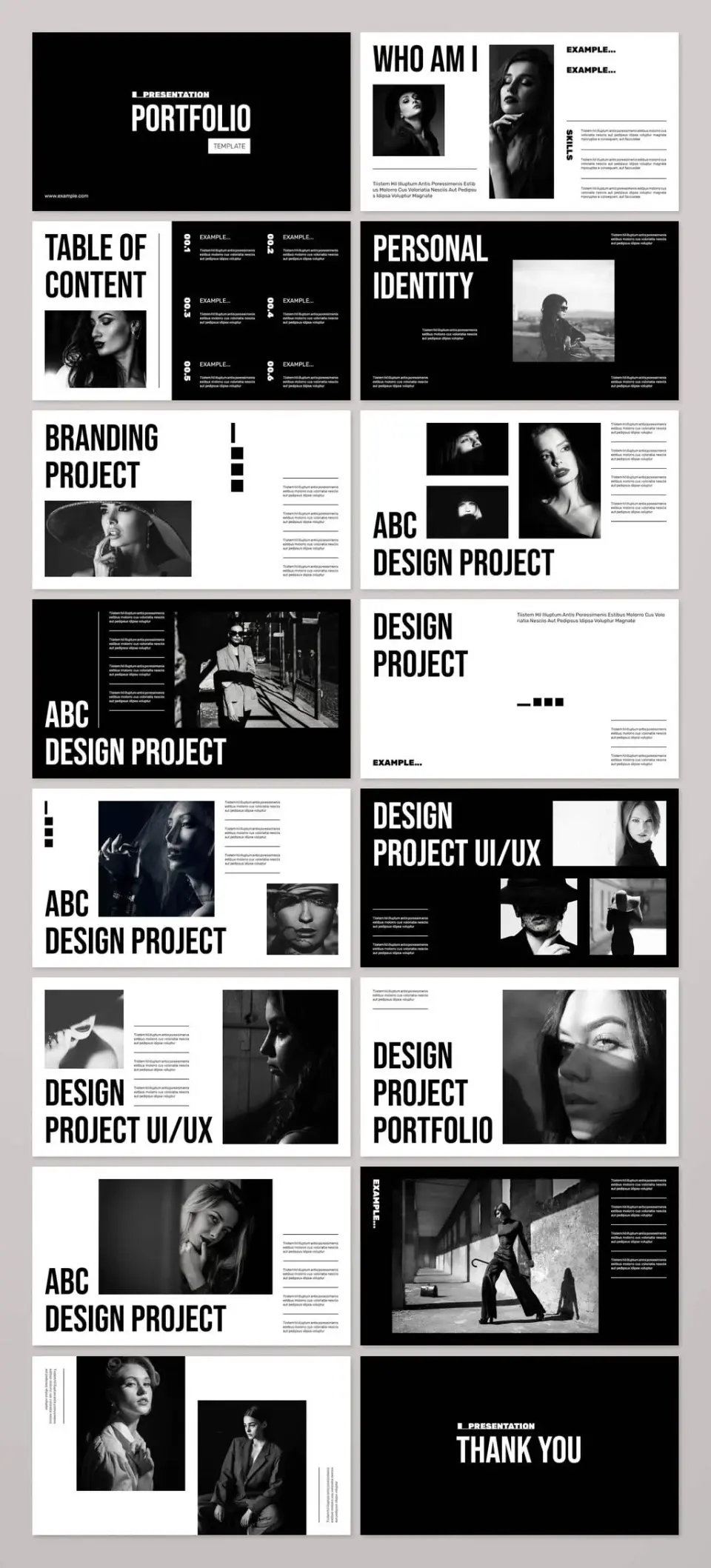 Design portfolio unique black white creative designer graphic
