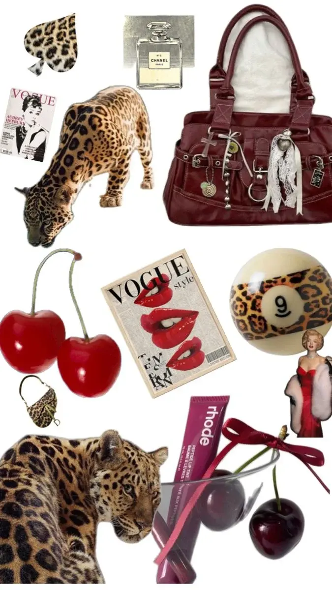 Cherry Leopard Collage